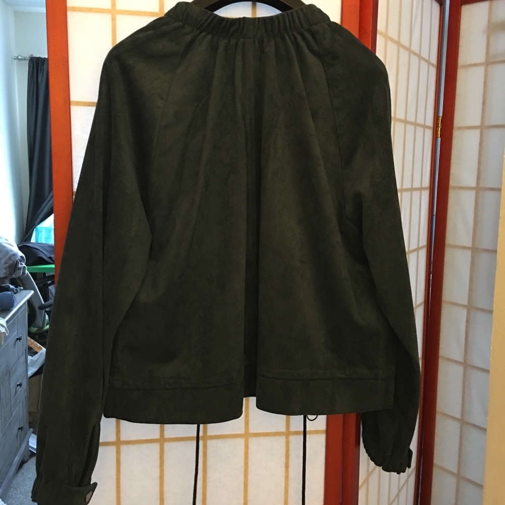 BCBG Beautiful dark blue suede jacket bomber - Picture 7 of 8